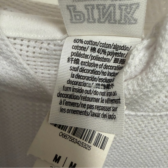 Victoria's Secret PINK Womens White Mesh Pullover Hooded Top Size Medium - Picture 6 of 6